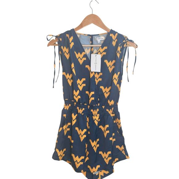 Stewart Simmons West Virginia Mountaineers Romper XS – Navy & Gold Game Day NWT - Picture 1 of 13